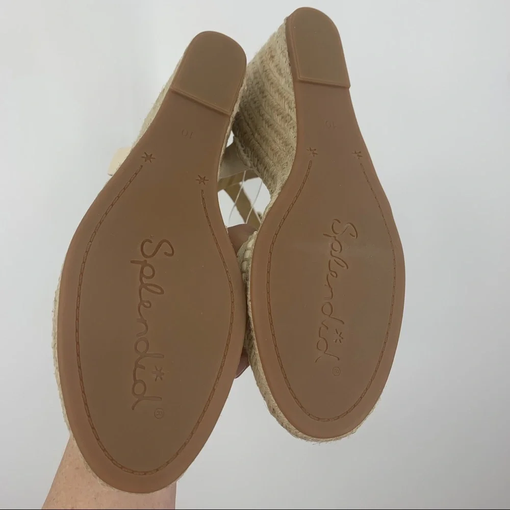 Splendid Woven Leather Espadrille Wedge 10M